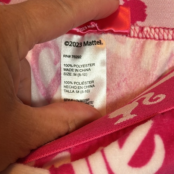 Barbie pajama pants pink and white with pink an white Barbie signature soft szM - Picture 3 of 4